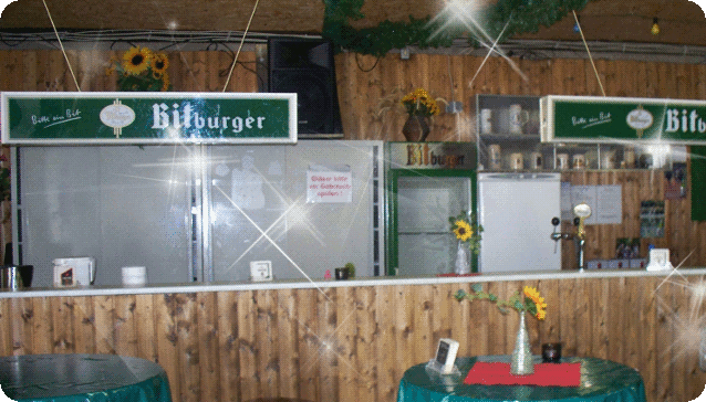 Theke und Innenraum der Partyscheune Dönberg